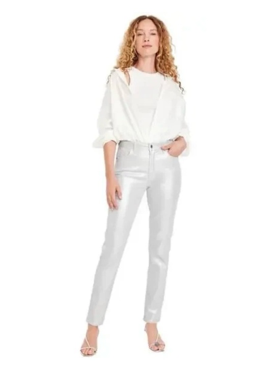 Old Navy Denim - NWT Old Navy High Waisted Silver Shine White Vintage Slim, Size 4, Metallic